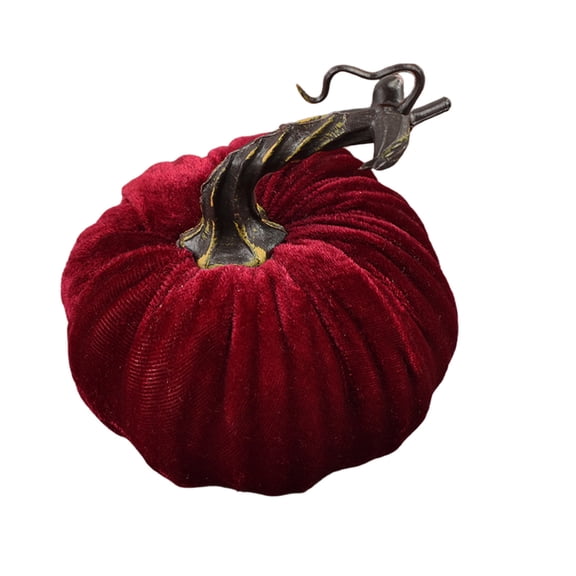 Velvet Fabric Pumpkin Decoration For Halloween And Thanksgiving, Soft Simulated Pumpkin Accent For Cabinet Shelf Table Harvest Seasonal Decor