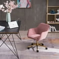 thumbnail image 1 of Velvet Fabric Vanity Chair for Makeup Room, Modern Accent Chair for Living Room, Height Adjustable Swivel Chair for Home Office, Comfy Upholstered Arm Chair with Back for Bedroom, Pink, D4419, 1 of 10
