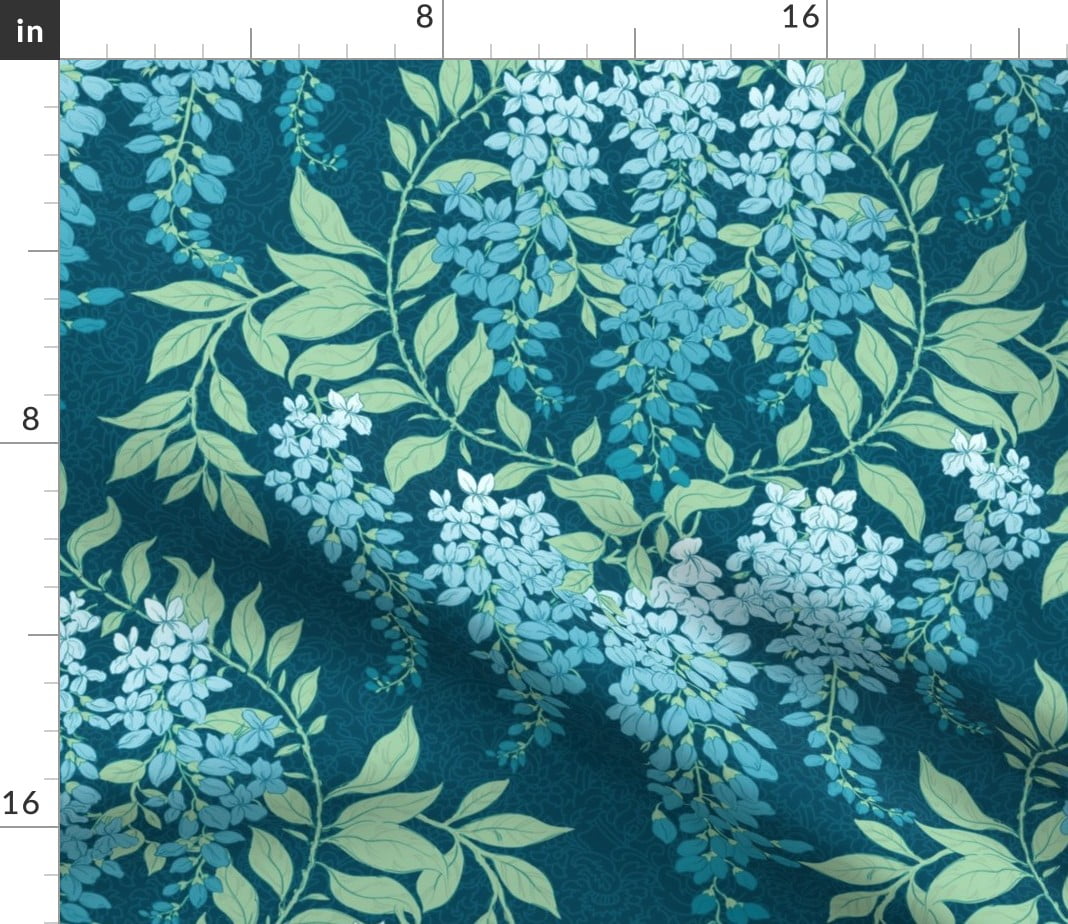 Velvet Fabric by the Yard Art Deco Floral Garden Botanical