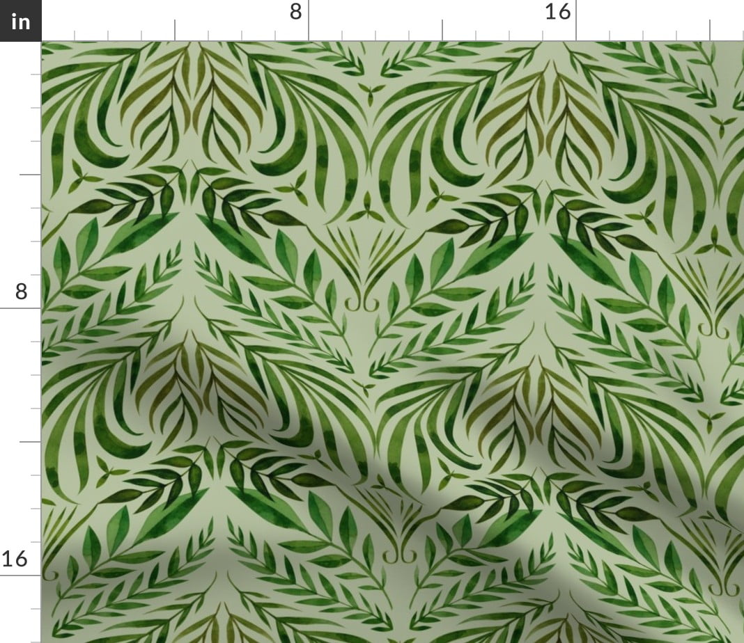 Velvet Fabric by the Yard Greenery Green Botanical Boho Victorian