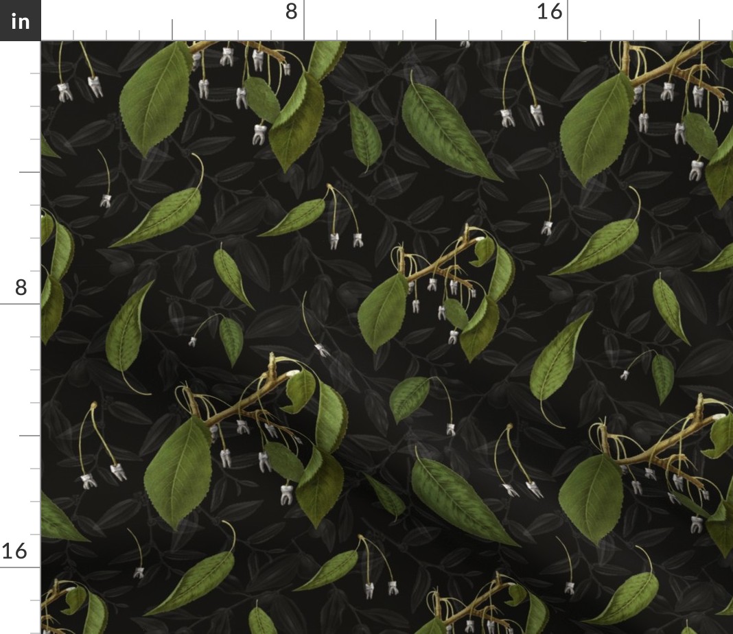 Velvet Fabric by the Yard Teeth Anatomy Victorian Botanical Vintage