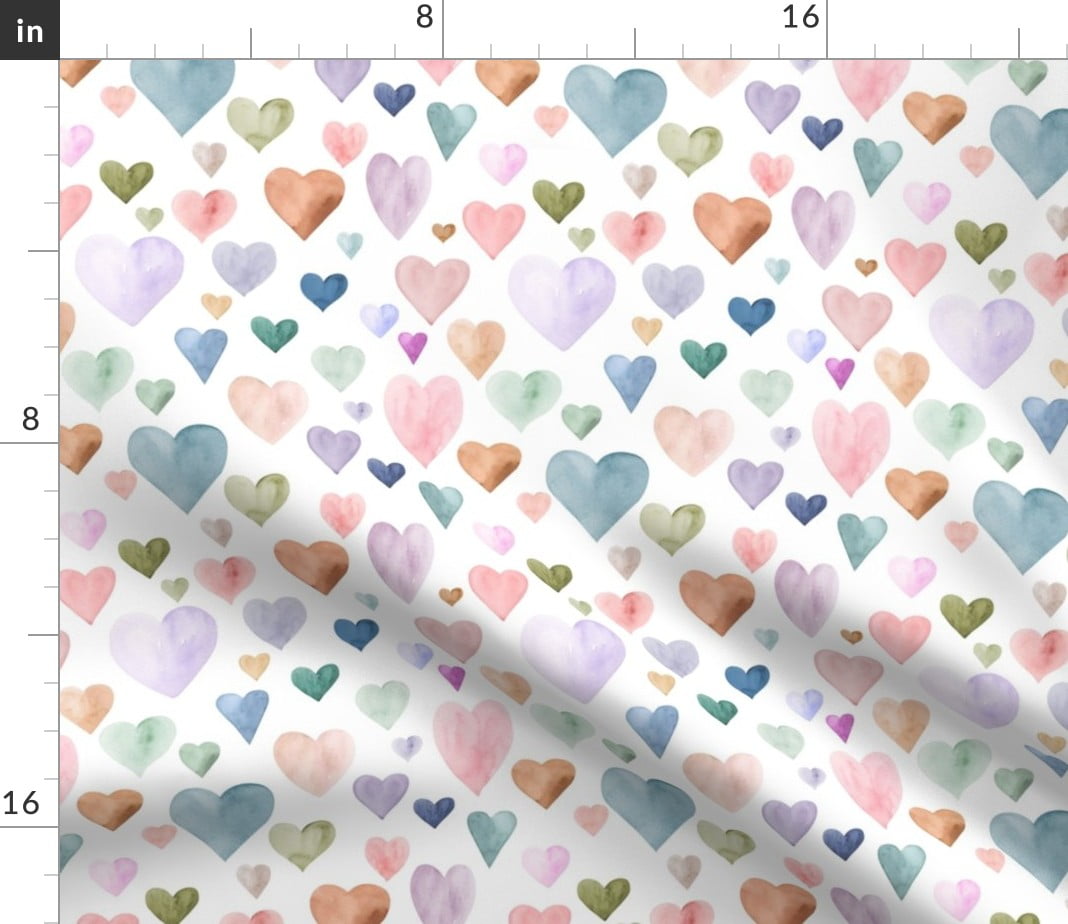 Velvet Fabric by the Yard Valentines Day Pastel Watercolor Colorful