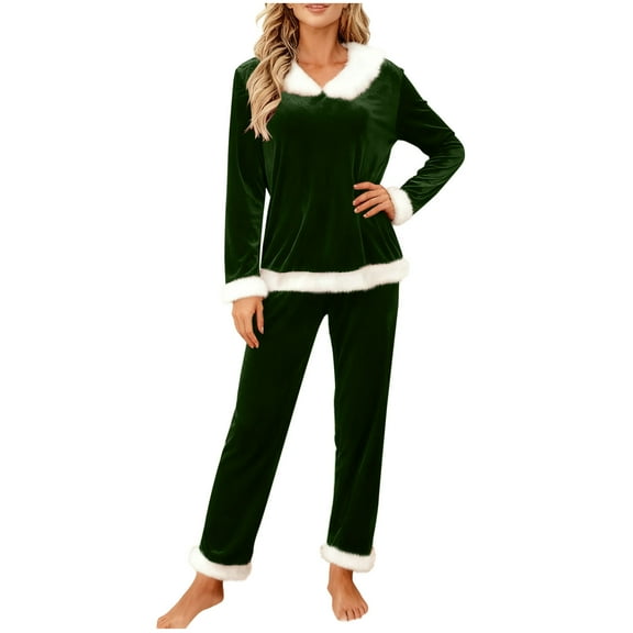 Velvet Fall Outfits for Women 2Pc Sets Warm Plush Loungewear Stand Collar Long Sleeve Tops + Wide Leg Long Pants Soft 2-Piece Matching Outfits Casual Fashion Pajama Sets Tracksuit