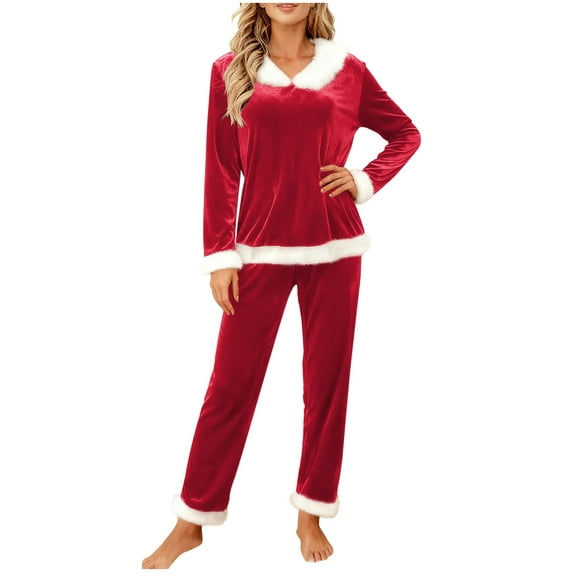 Velvet Fall Outfits for Women 2Pc Sets Warm Plush Loungewear Stand Collar Long Sleeve Tops + Wide Leg Long Pants Soft 2-Piece Matching Outfits Casual Fashion Pajama Sets Tracksuit