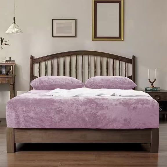Milk Velvet Queen Fitted Sheet Set with 15" Deep Pocket Soft Warm Bedding for Bedroom Fall Winter Spring