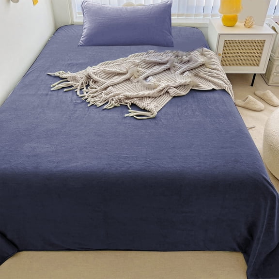 Velvet Flannel Sheet Set, Cozy Fleece Sheets, Soft Polyester Bedding for Winter Warmth