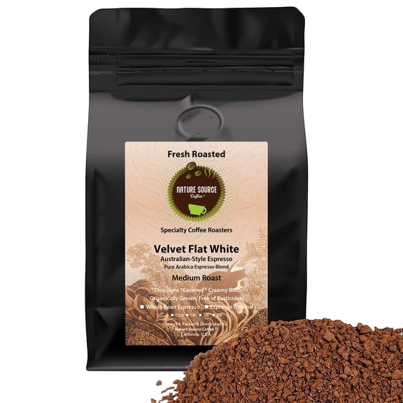 Velvet Flat White  Australian-Style Espresso | Pure Arabica Espresso Blend | Medium Roast | 12oz Espresso Ground