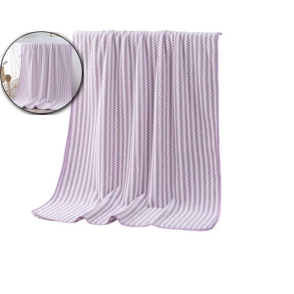 Velvet Fleece Bath Towel, Extra Thick Absorbent Drying Towel, Striped Beach Hair Wrap for Home Spa Use