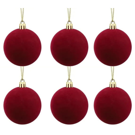Velvet Flocked Ball Hanging Decorations, Soft Flocking Round Baubles Pendant For Holiday Tree And Home Party Decor