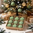 thumbnail image 1 of Velvet Flocked Christmas Ball Ornaments, 9Pcs 3.15In Sage Green Shatterproof Xmas Baubles with Glitter Detail, Hanging Decor for Christmas Tree, Wreath, Mantel and Seasonal Arrangement, 1 of 6