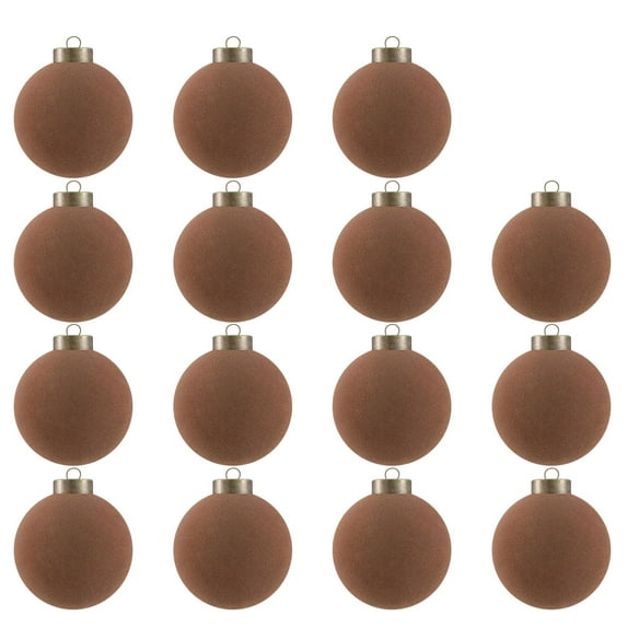 Velvet Flocked Christmas Ball Ornaments Set of 15 in Decorative Box, for Tree Decoration Decor and Festive Celebration Display