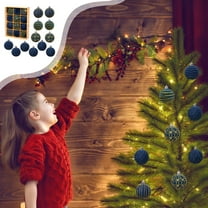 Velvet Flocked Christmas Balls Set, 12pcs Green and Gold Retro Style Ornaments with Glitter Stripes and Patterns, Luxury Hanging Baubles for Christmas Tree Decoration