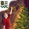 thumbnail image 1 of Velvet Christmas Ornament Set, 12pcs Decorative Hanging Balls, 6cm Green Ornaments with Gold Detailing for Tree and Holiday Home Décor, 1 of 6