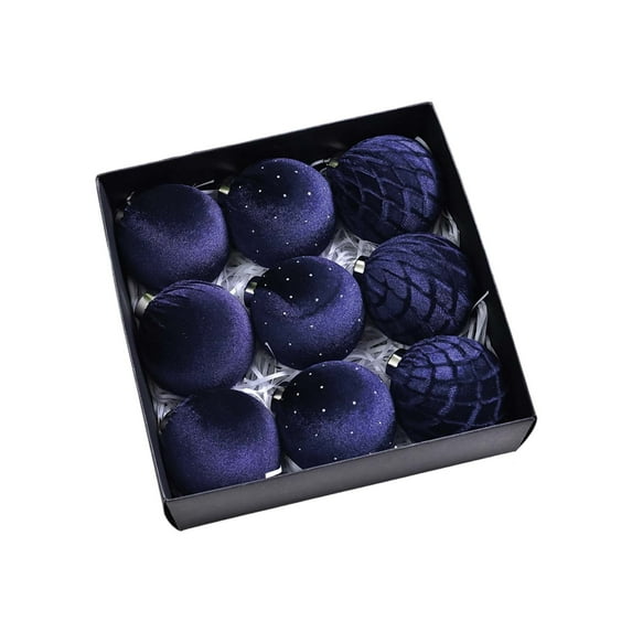 Velvet Flocked Shatterproof Christmas Ornament Hanging Decorative Bulbs For Holiday Party