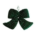 thumbnail image 1 of Velvet Flocking Christmas Bow Ornament – Green Decorative Tree Topper with Hanging Loop, Soft Fabric Holiday Ribbon for Gift Wrap, Wreaths, Banners, 12in, 1 of 5