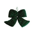 thumbnail image 1 of Velvet Flocking Christmas Bow Ornament – Green Decorative Tree Topper with Hanging Loop, Soft Fabric Holiday Ribbon for Gift Wrap, Wreaths, Banners, 15in, 1 of 5