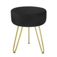 thumbnail image 1 of Velvet Footrest Stool Ottoman Round Modern Upholstered Vanity Footstool Side Table Seat Dressing Chair with Golden Metal Leg Black, 1 of 9