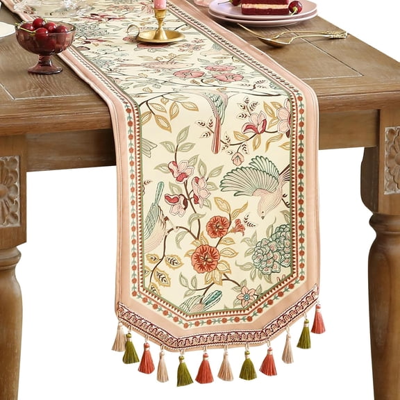 Velvet French Table Runner for Farmhouse Home Kitchen Dining Decor Family Dinners Wedding 12x63 Inches