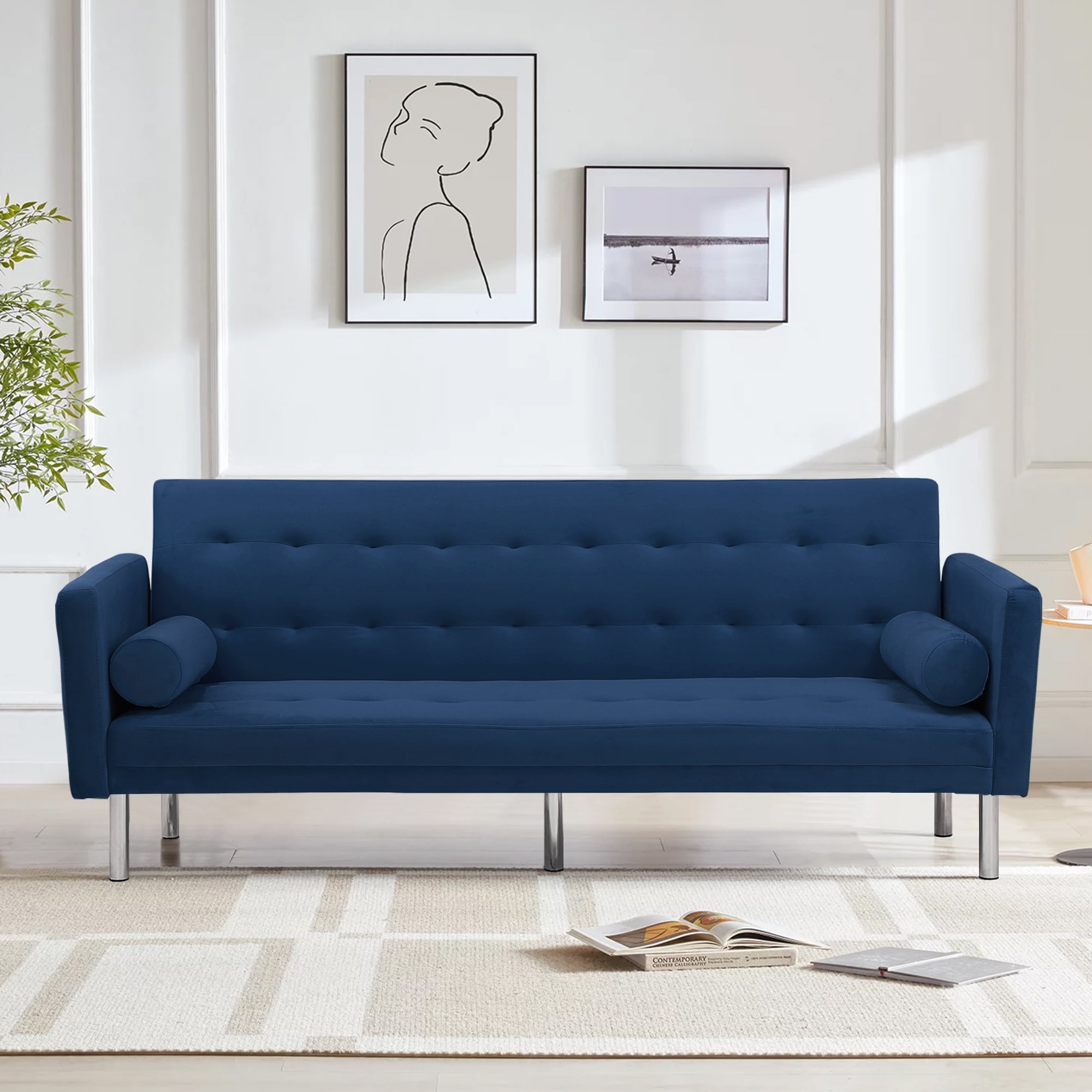 Convertable Velvet Futon Sofa Bed - Sofa with Sofa Sleeper for