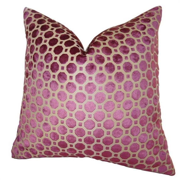 Velvet Geo Handmade Double Sided Throw Pillow - Magenta & Taupe - 16 x 16 in.