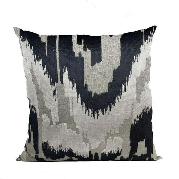 Velvet Glamour Black, Gray & Cream Handmade Luxury Pillow - 20 x 20 in.