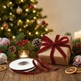 thumbnail image 1 of Velvet Glitter Ribbon 5 Yards Burgundy Christmas Satin Flocking DIY Bow Gift Wrapping Ribbon Wide Party Holiday Table Decor Versatile Soft Durable Craft Floral Arrangement Accent, 1 of 5
