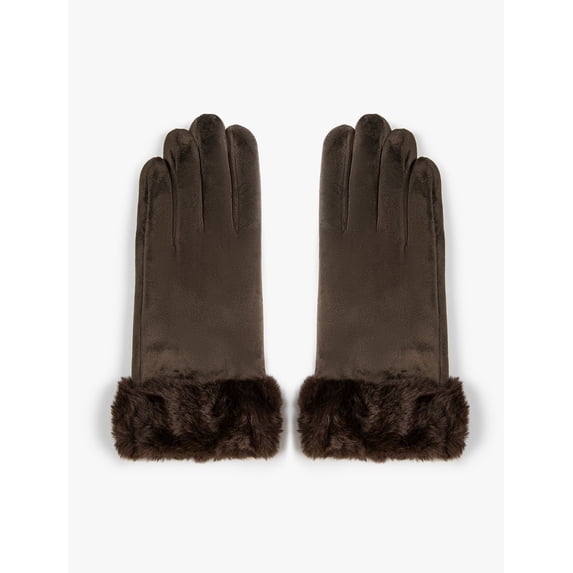 Velvet Gloves Faux Fur Detail Fleece Lined