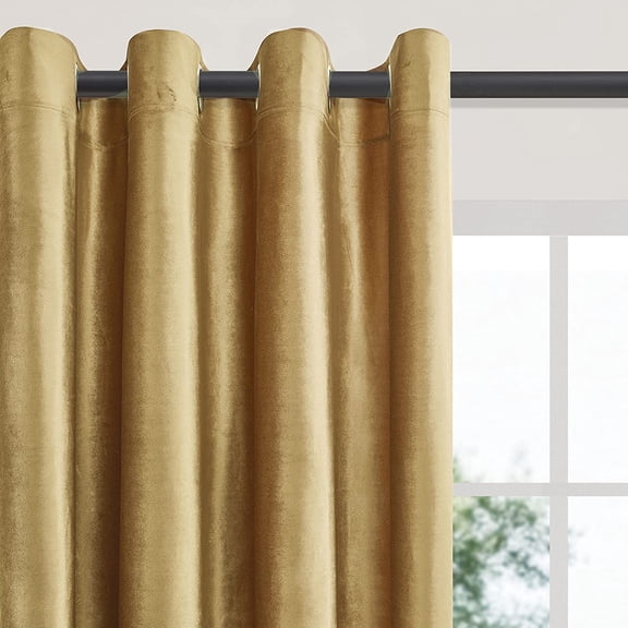 Velvet Gold Curtains 96 inch Length- Living Room Blackout Thermal Window Drapes Darkening Decor Grommet Curtains for Bedroom Set of 2 Panels