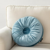 Velvet Gradient Pleated Donut Round Throw Pillow, Blue, 16" x 16", 1 Pack