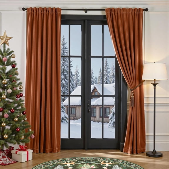 Velvet Green Curtains 108 Inches Long Black Out Thermal Insulated Room Darkening Curtain Drapes Luxury Back Tab Window Treatments for Bedroom Living Room 2 Panels, 52 x 108 Inch, Moss Green