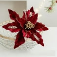 thumbnail image 1 of Velvet Handmade Christmas Flower - 26cm, Cloth+, for Tree/Wreaths/Table, Durable, Festive Decor, Holiday Gift, 1 of 4