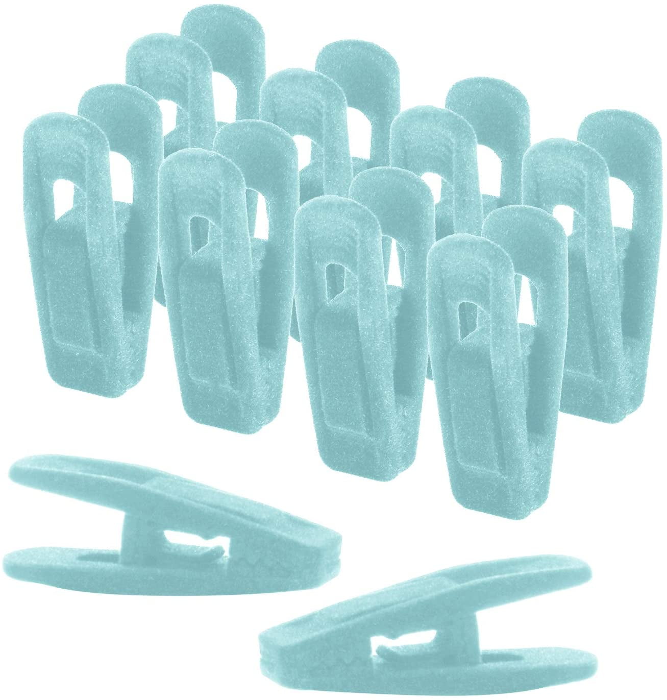 Velvet Hanger Clips, 20 Pack Hanger Clips for Velvet Hangers, Durable Material Velvet Pant Hangers, Clips for Hangers for Baby Clothes, Baby Hanger Clips, Blue (Aqua)
