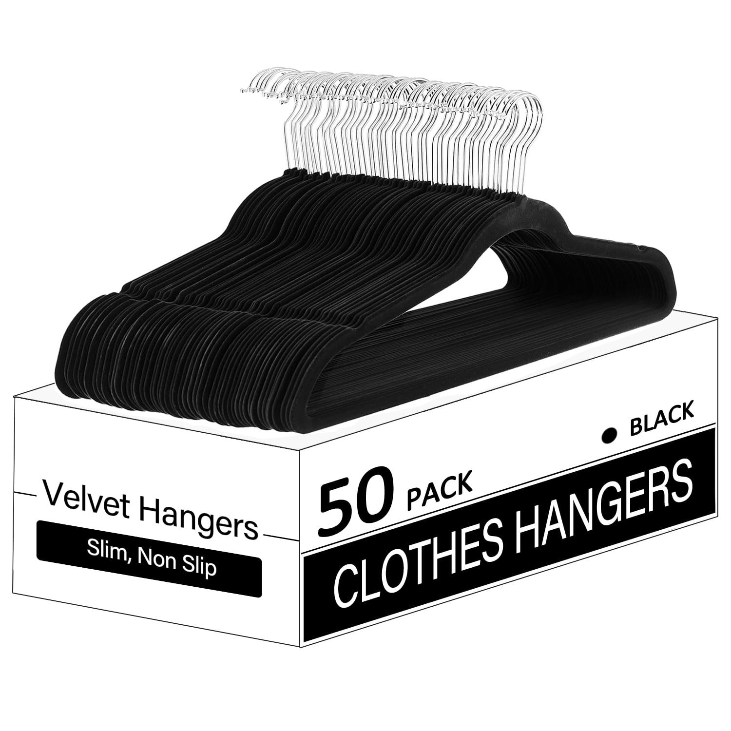 Velvet Hangers Non Slip, 50 Pack, Slim Clothes Hangers, Space Saving with 360° Swivel Hook