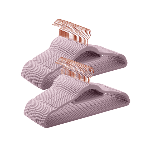 Velvet Hangers, Set Of 50 Clothes Hanger With Rose Gold Swivel Hook, Non-Slip, And Space-Saving, 0.2-Inch Thick, 17.1-Inch Long For Coat, Shirt, Dress, Pants, Tie,Spring,Minimalist,Summer Tops