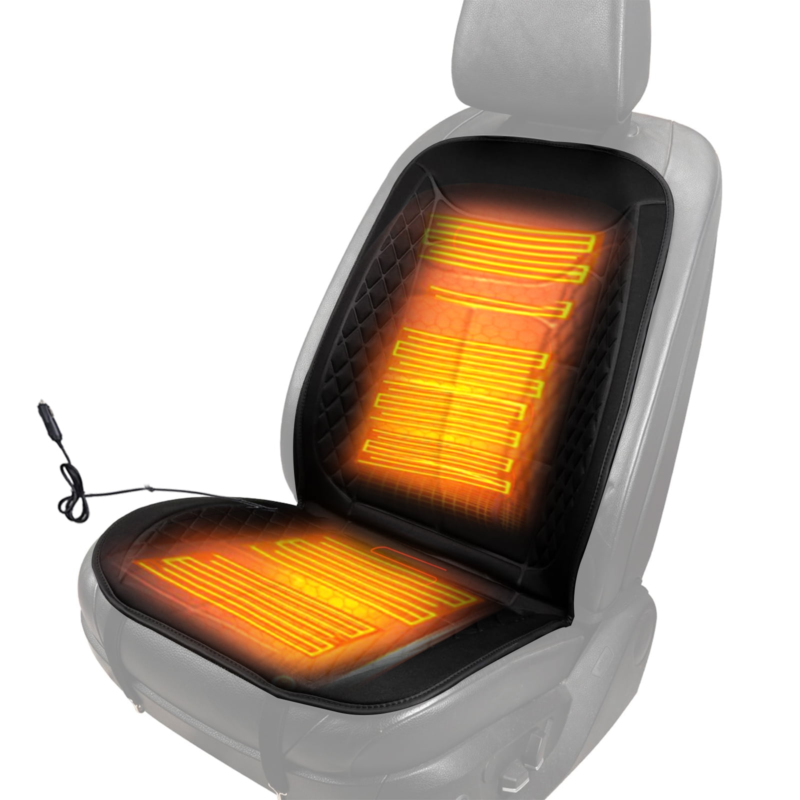 Velvet Heated Car Seat Cushion Comfortable Heated Seat Cover for Cars Trucks SUV Van,12/24V Soft Winter Seat Cushion for Driver or Passenger Black Heated Front Seat Covers