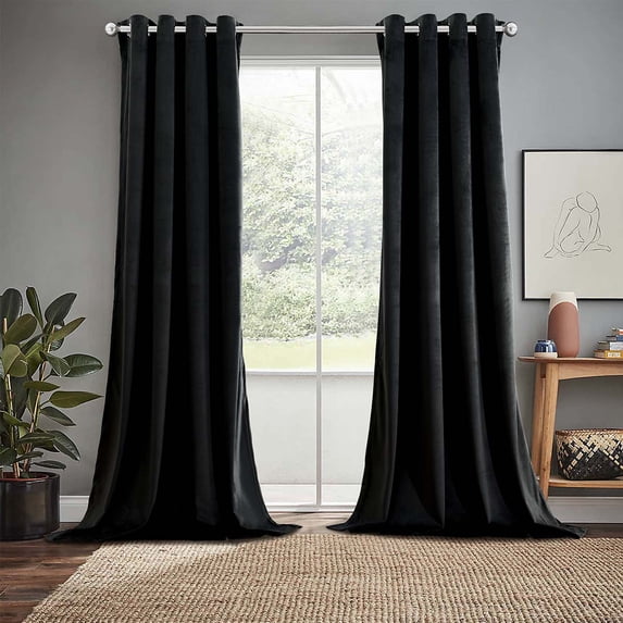Velvet Heavyweight Grommet Curtain Panels (Set of 2)