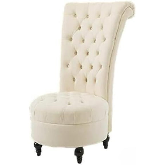 Velvet High Back Accent Tufted Royal Throne Retro Armless Chair