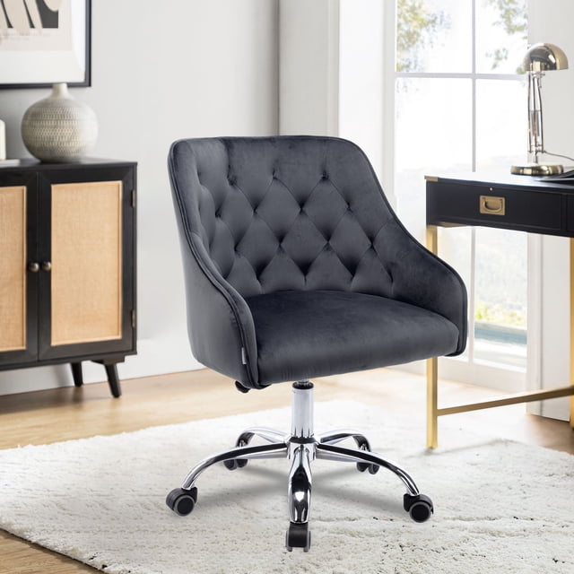 Velvet Home Office Chair, Elegant Modern Swivel Desk Chair with Wheels ...