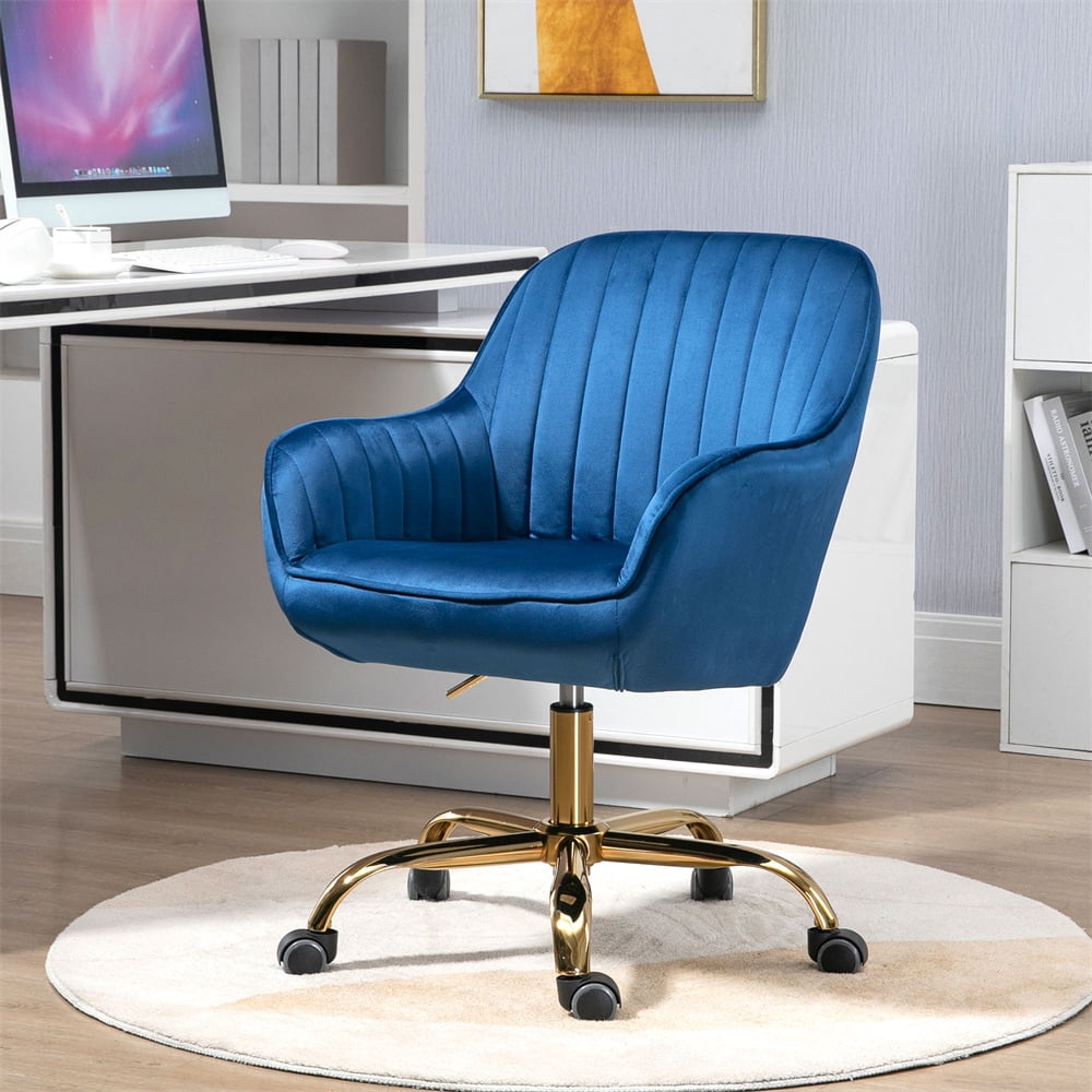 Tina's Home Velvet Office Chair With Gold Base - Adjustable Swivel Desk Chair For Study & Bedroom - View #6