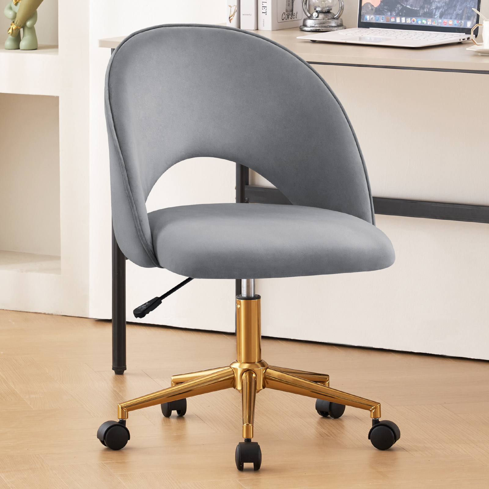 Velvet Home Office Chair Swivel Vanity Chair Height Adjustable Accent