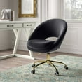 thumbnail image 1 of Velvet Home Office Chair Tina's Home Swivel Accent Chair Adult Makeup Chair Metal Bedroom Charcoal, 1 of 6