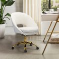 thumbnail image 1 of Velvet Home Office Chair Tina's Home Swivel Accent Chair Adult Makeup Chair Metal Leg Bedroom, Ivory, 1 of 6