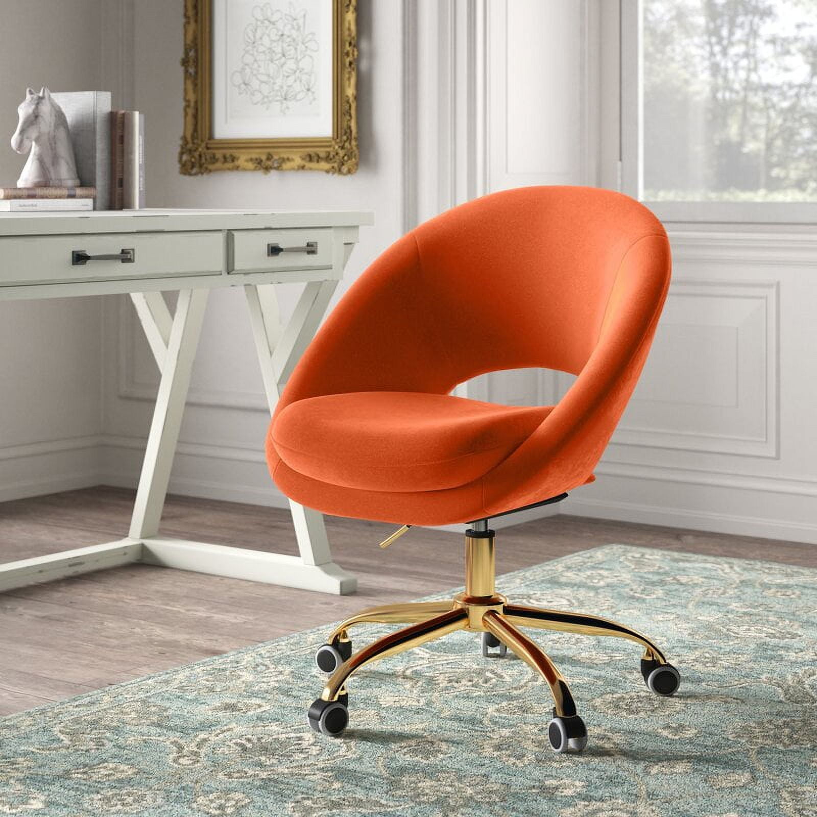 Velvet Home Office Chair Tina s Home Swivel Accent Chair Adult Makeup Chair Metal Leg Bedroom Orange