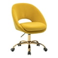 thumbnail image 1 of Velvet Home Office Chair for Teens, Adjustable Height & 360° Swivel Cute Computer Task Chair, Yellow, 1 of 10