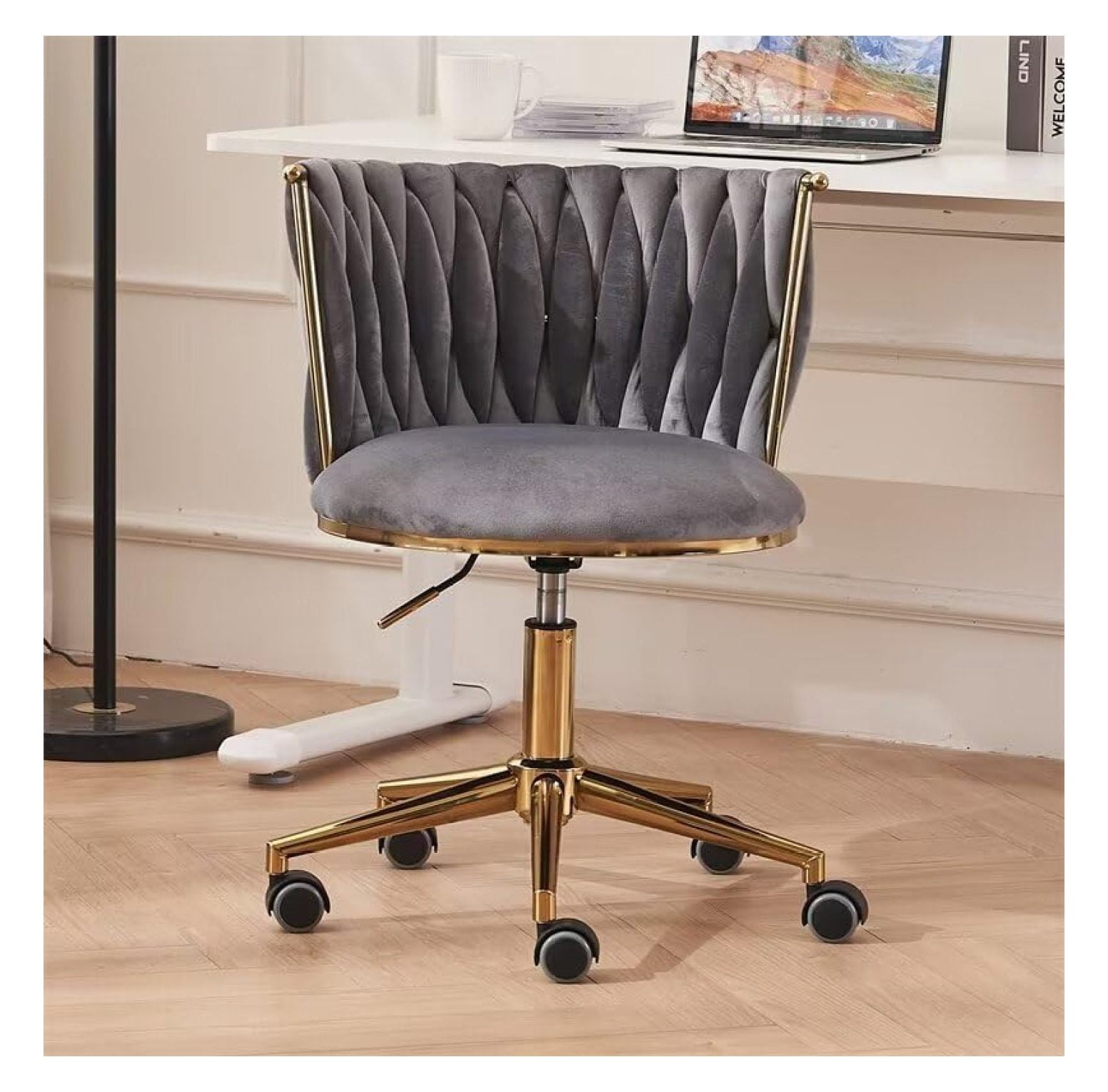 Velvet Home Office Desk Chair, 360° Swivel & Height Adjustable Task ...