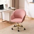 thumbnail image 1 of Velvet Home Office Desk Chair with Gold Wheels, Cute Vanity Chair, Modern Swivel Desk Chair with Back, Upholstered Tufted Computer Task Chair, Height Adjustable Makeup Chair for Women, Pink, 1 of 7