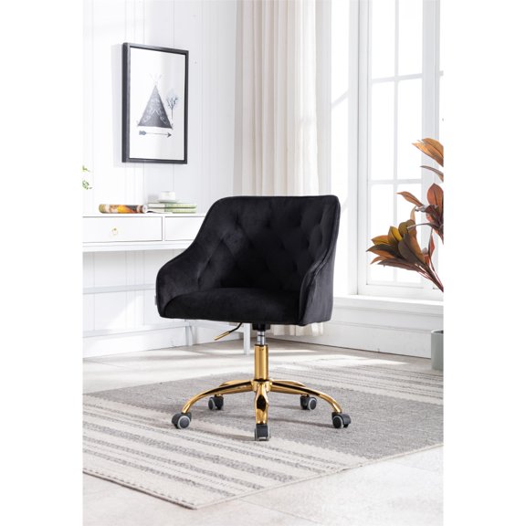 Velvet Home Office Desk Chair, Modern Cute Computer Chair, Wheels Swivel Height Adjustable Swivel Task Chair for Home Office