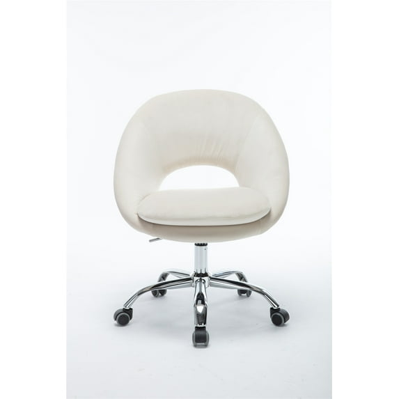 Velvet Home Office Desk Chair, Modern Height Adjustable Swivel Computer Chair with Silver Metal Base, Cute Vanity Chair Makeup Chair with Wheels for Home Office Bedroom Living Room