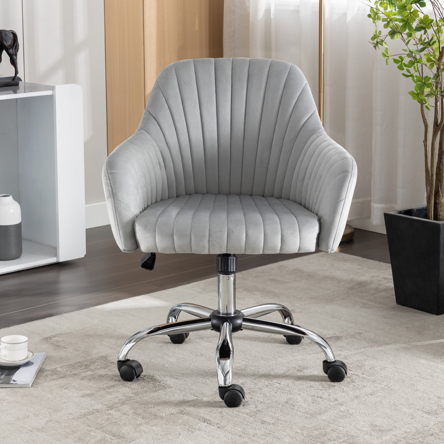 Velvet Home Office Swivel Chair, Modern Adjustable Height Desk Chair