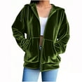 thumbnail image 1 of Velvet Hooded Sweatshirt for Women Long Sleeve Full Zipper Outerwear Soft Warm Velour Jacket Fall Oversized Hooded Sweatshirt Y2K Jacket 2026 Fashion, 1 of 6